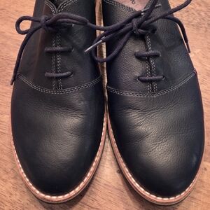 Ahnu Women's Black Leather Oxfords, Emery